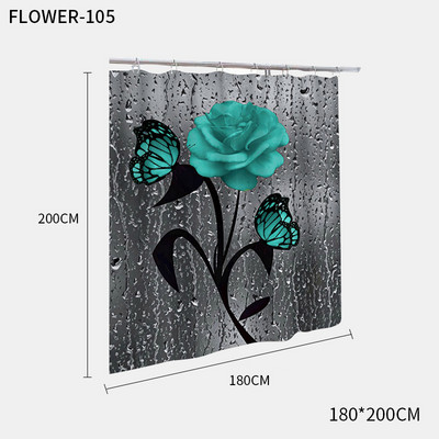 Red Rose&Butterfly vannas istabas pretslīdēšanas paklājiņu komplekts Izturīgs ūdensnecaurlaidīgs dušas aizkaru komplekts pjedestāla paklāja vāks tualetes pārvalks vannas paklāja paklāji