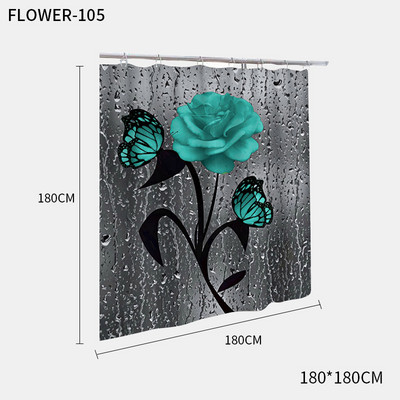Red Rose&Butterfly vannas istabas pretslīdēšanas paklājiņu komplekts Izturīgs ūdensnecaurlaidīgs dušas aizkaru komplekts pjedestāla paklāja vāks tualetes pārvalks vannas paklāja paklāji