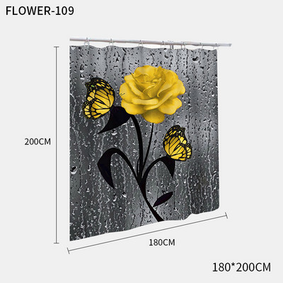Red Rose&Butterfly vannas istabas pretslīdēšanas paklājiņu komplekts Izturīgs ūdensnecaurlaidīgs dušas aizkaru komplekts pjedestāla paklāja vāks tualetes pārvalks vannas paklāja paklāji