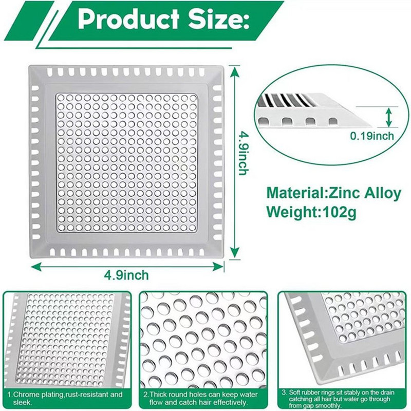 Nerūsējošā tērauda izlietnes sietiņš dušas notekas vāks matu filtrs tīklojums vannas istaba balkons tualete grīda kanalizācijas filtrs kanalizācijas izolācijas tīkls