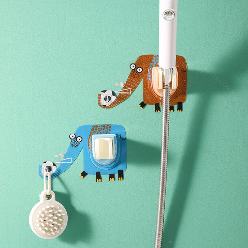 Universāls dušas kronšteins Cartoon Animal Elephant pašlīmējošā pamatne dušas sprauslas kronšteins virtuvei vannas istabai tualetes piederumi