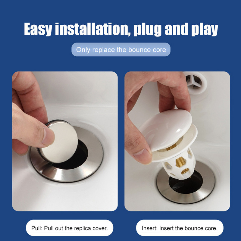 Profesionalni Bounce Core umivaonik Odvodni filtar Ventil Keramički odvodni čep Hvatač dlaka Cjedilo za tuš Umivaonik Čep za kadu Za dom