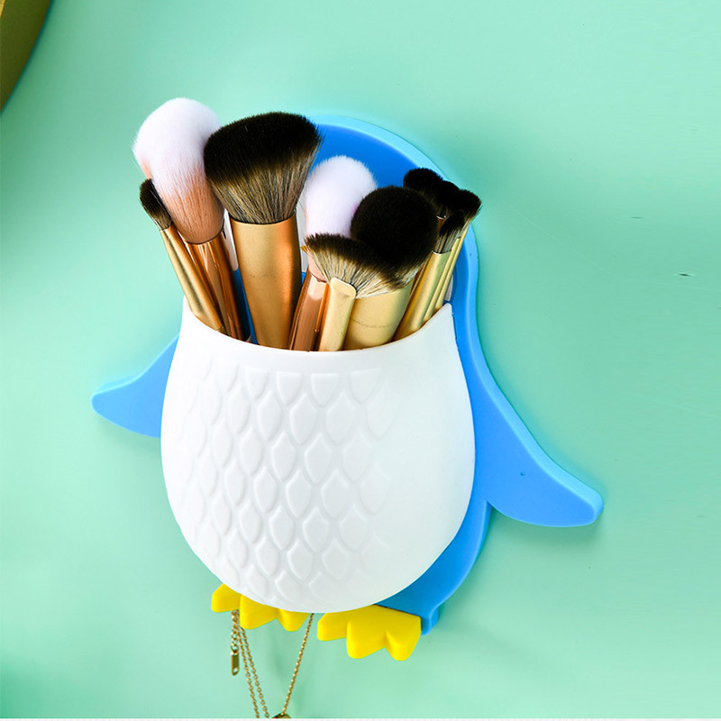 Επιτοίχια βάση κουτιού αποθήκευσης για οδοντόβουρτσα Αυτοκόλλητη σχάρα αποθήκευσης Ξυριστική μηχανή οργάνωσης Αξεσουάρ μπάνιου ράφι αποστράγγισης