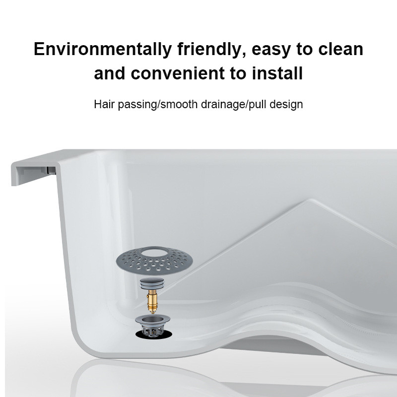 Vannas aizbāznis Universāls nerūsējošā tērauda dušas izlietnes sietiņš, uznirstošais atlēcošais kodols, uzlabotas izlietnes notekas 1,6–2,0 collas 2023. gada