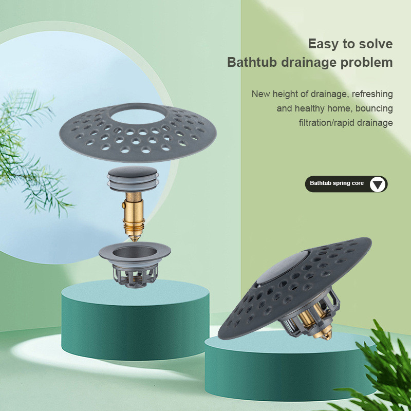 Vannas aizbāznis Universāls nerūsējošā tērauda dušas izlietnes sietiņš, uznirstošais atlēcošais kodols, uzlabotas izlietnes notekas 1,6–2,0 collas 2023. gada