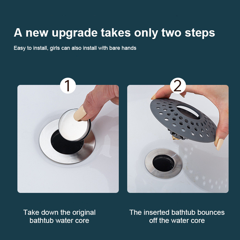 Vannas aizbāznis Universāls nerūsējošā tērauda dušas izlietnes sietiņš, uznirstošais atlēcošais kodols, uzlabotas izlietnes notekas 1,6–2,0 collas 2023. gada