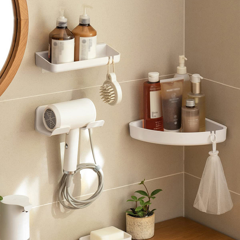 Zidni držač za pohranu Stalak za sušilo za kosu Polica za kadu Police za pohranu Dodaci Police Nosač za kućnu kupaonicu