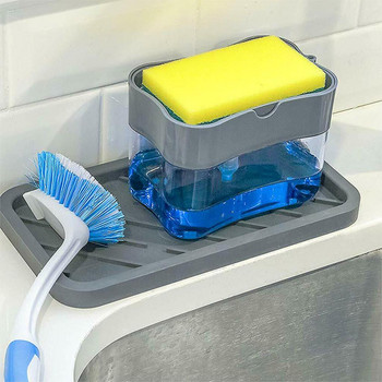 Σαπούνι Διανομέας Αντλία με Σφουγγάρι Εγχειρίδιο Πρέσας Καθαρισμός Υγρού Δοχείου Εγχειρίδιο Press Soap Organizer Εργαλείο κουζίνας