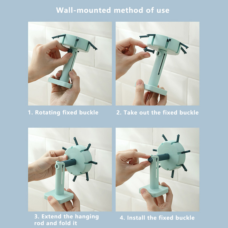Višenamjenska vješalica Vješalica za pohranu bez bušenja Rotirajuća za 360 Kuhinjska polica za žlice Zidna plastična polica za kupaonske ručnike