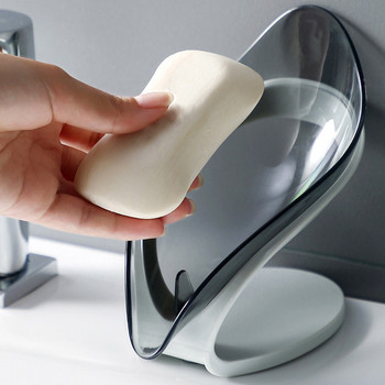 Кутия за сапун с форма на лист Неплъзгаща се дренажна кутия за съхранение на сапун Поставка за сапун за баня