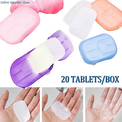 20db / doboz Hordozható szappanpapír Eldobható szappandoboz Mini szappanpapír kültéri termék