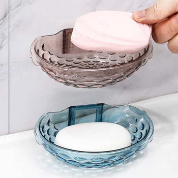Кутия за сапун Монтаж на стена Бързо дренажна основа Акрилна стабилна лепилна чиния за сапун Прозрачна сапунерка за баня без перфорация