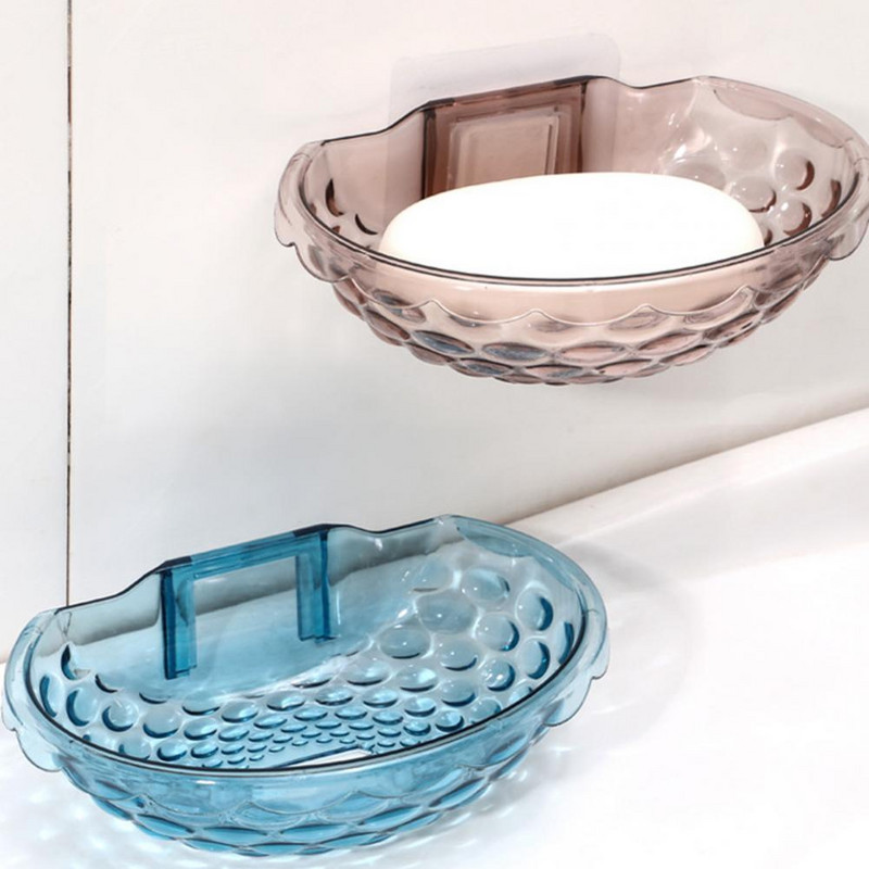 Kutija za sapun Zidna montaža Baza za brzu drenažu Akrilne stabilne ljepljive posude za sapun Kupaonica Prozirna posuda za sapun bez bušenja