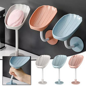 Zidna dvonamjenska posuda za sapun u obliku lista za slobodno bušenje i lijepljenje za kupaonicu Držač sapuna Kutija za sapun Bo H2S9