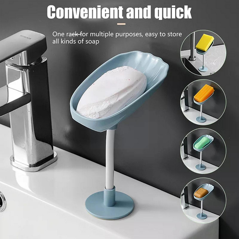 Zidna dvonamjenska posuda za sapun u obliku lista za slobodno bušenje i lijepljenje za kupaonicu Držač sapuna Kutija za sapun Bo H2S9