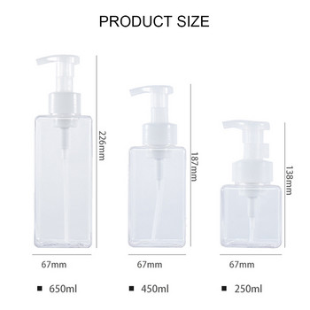 250/450/650ML Δοχείο πλαστικού σαπουνιού Empty Clear Foaming Bottle Shower Gel Σαμπουάν Αντλία Απολυμαντικού Χεριών Προμήθειες μπάνιου
