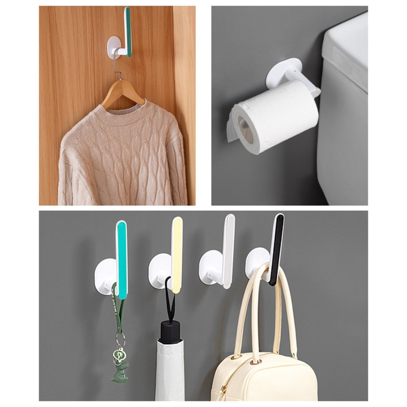 Pie sienas stiprināms, nolaižams L-veida mēteļa āķis, salokāms peldošs plaukts, daudzfunkcionāls pakaramais tualetes papīra turētājs