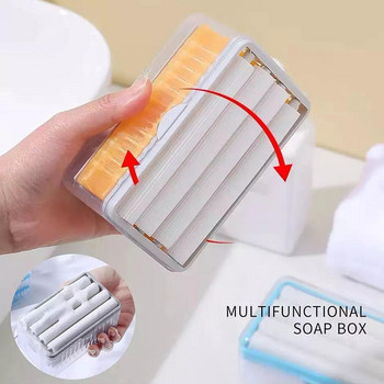 Νέα χρήση Roller Τύπος Σαπουνόθήκη για Τουαλέτα Μπάνιου Κουτί σαπουνιού Πλαστικό δοχείο αποθήκευσης με αποστράγγιση μπάνιου Gad C7r3