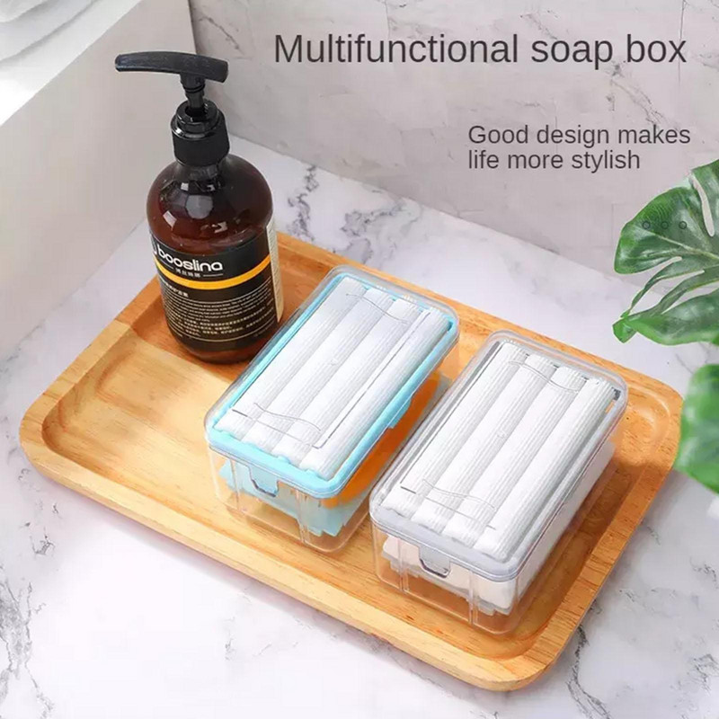 Jauns lietošanas veltņa tipa ziepju trauku turētājs vannas istabai Toliet ziepju kārbai plastmasas uzglabāšanas trauks ar notekūdeni Vannas istabas Gad C7r3