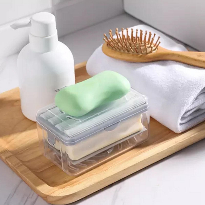 Jauns lietošanas veltņa tipa ziepju trauku turētājs vannas istabai Toliet ziepju kārbai plastmasas uzglabāšanas trauks ar notekūdeni Vannas istabas Gad C7r3