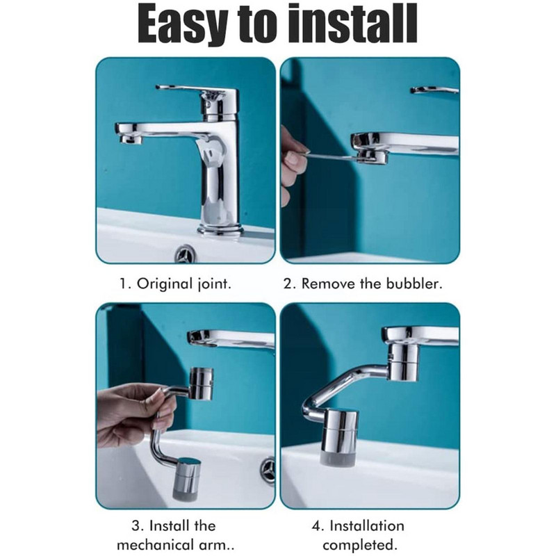 1080 Rotirajuća slavina Raspršivač Filterska slavina otporna na prskanje Univerzalna robotska slavina Nepropusna brtva Ručna slavina Perlator dvostruki - A8f4