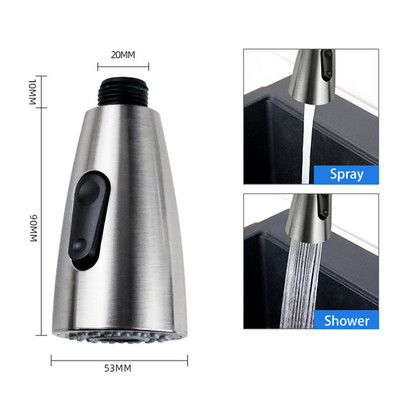 Aerator za uštedu vode Glava slavine 1/2 od crnog brušenog ABS-a s dva raspršivača Kućanska kuhinja 360° Novo zakretanje