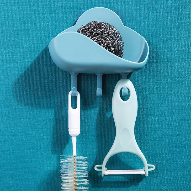 Držač sapuna Free Punch Cloud Hook Snažna viskoza Kuhinjski stalak za vješanje Kuka Sapun Zidna odvodna kutija Ljepljiva kupaonska polica za sapun C I0c9