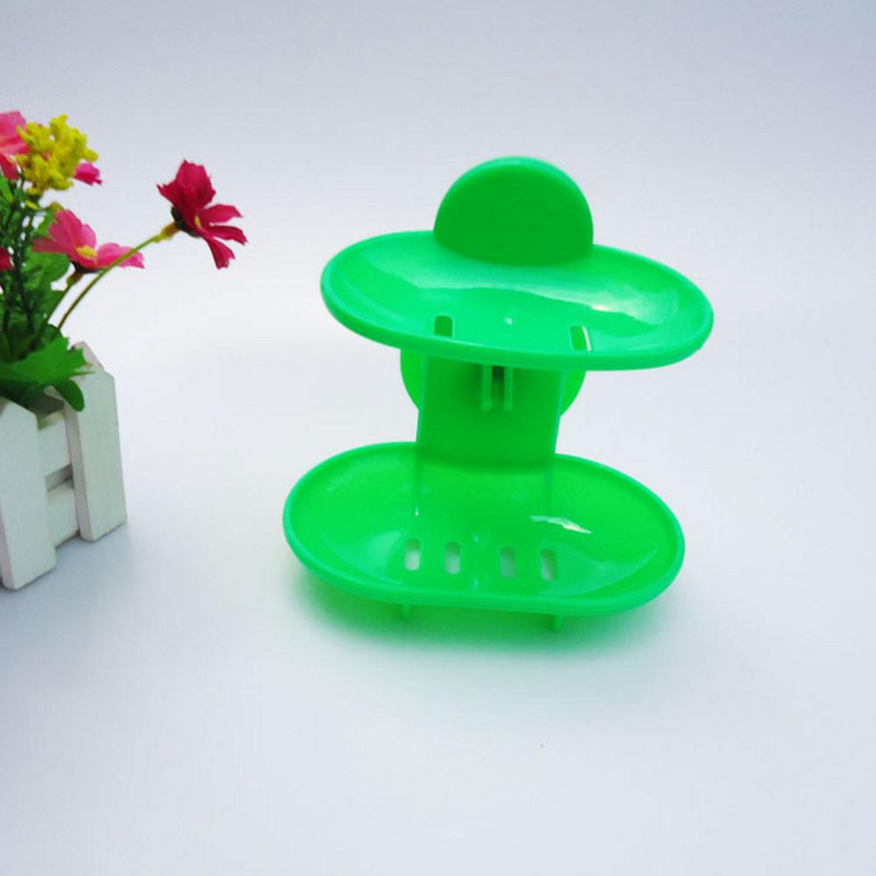 Тава за сапун Баня Двуслойна засмукваща стенна чиния за сапун Кутия за сапун Държач за сушене Рафт