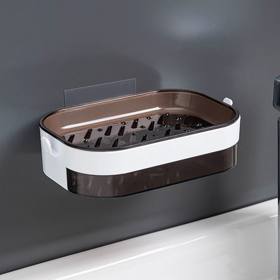 Πιάτα σαπουνιού Κουτί τοίχου Zeep Houder Θήκη ντουζιέρας για θήκη σαπουνιού για μπάνιο Διπλής στρώσης Καλάθι αποθήκευσης Σχάρα σαπουνιού Ράφι Εργαλεία κουζίνας