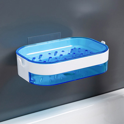 Πιάτα σαπουνιού Κουτί τοίχου Zeep Houder Θήκη ντουζιέρας για θήκη σαπουνιού για μπάνιο Διπλής στρώσης Καλάθι αποθήκευσης Σχάρα σαπουνιού Ράφι Εργαλεία κουζίνας