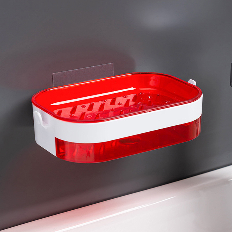 Πιάτα σαπουνιού Κουτί τοίχου Zeep Houder Θήκη ντουζιέρας για θήκη σαπουνιού για μπάνιο Διπλής στρώσης Καλάθι αποθήκευσης Σχάρα σαπουνιού Ράφι Εργαλεία κουζίνας