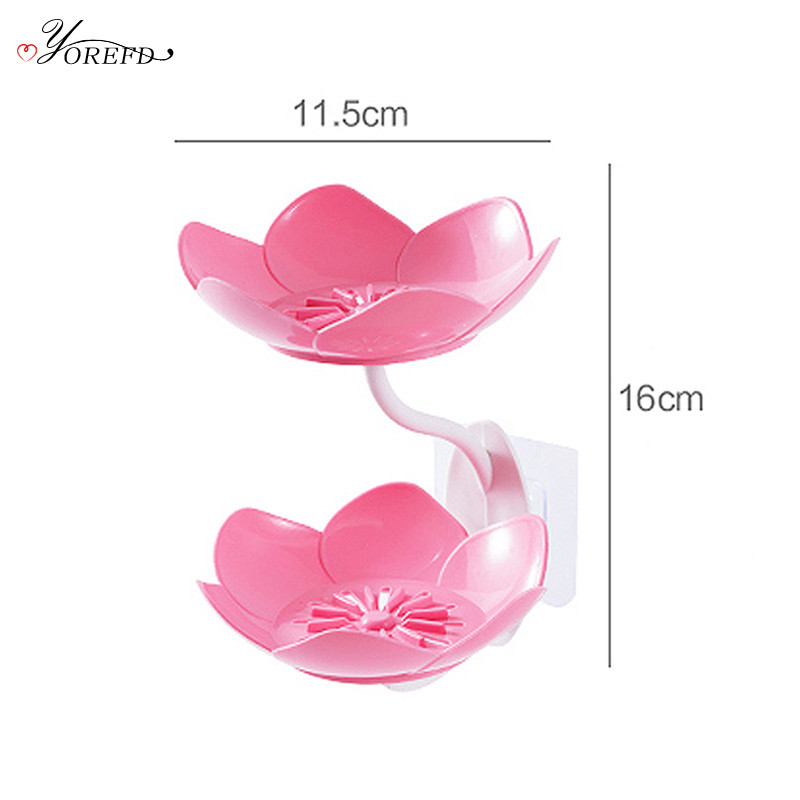 OYOREFD Kreativni uklonjivi dvoslojni Lotus držač sapuna Slatka zidna odvodna posuda za sapun Kućna višenamjenska posuda za sapun