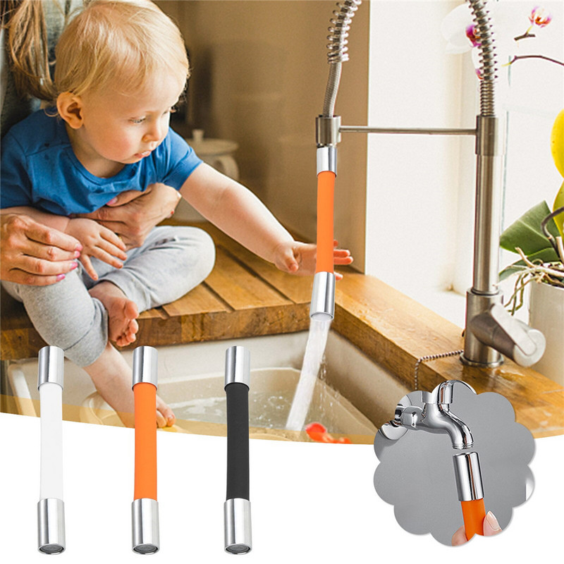 20/30cm dušas piederumi Rokas dušas šļūtenes uzgaļa jaucējkrāns 360° rotējošs misiņa savienotājs Silikona pretaizsalšanas jaucējkrāna pagarinātājs