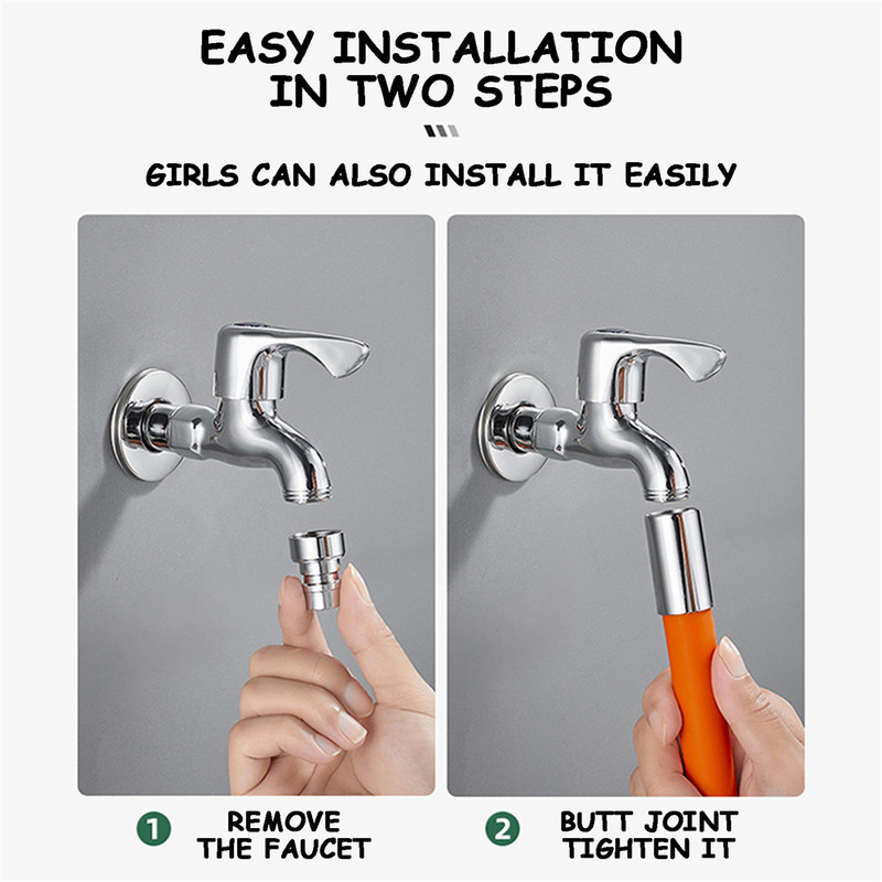 20/30cm dušas piederumi Rokas dušas šļūtenes uzgaļa jaucējkrāns 360° rotējošs misiņa savienotājs Silikona pretaizsalšanas jaucējkrāna pagarinātājs