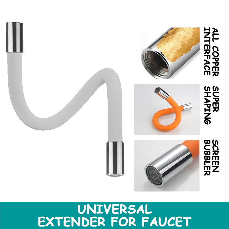 20/30cm dušas piederumi Rokas dušas šļūtenes uzgaļa jaucējkrāns 360° rotējošs misiņa savienotājs Silikona pretaizsalšanas jaucējkrāna pagarinātājs