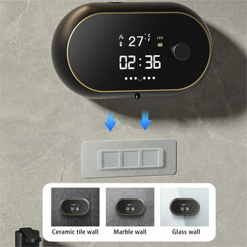 Монтиран на стена автоматичен дозатор за сапун с пяна LED дисплей за температура USB акумулаторен безконтактен IR сензор машина за течна пяна