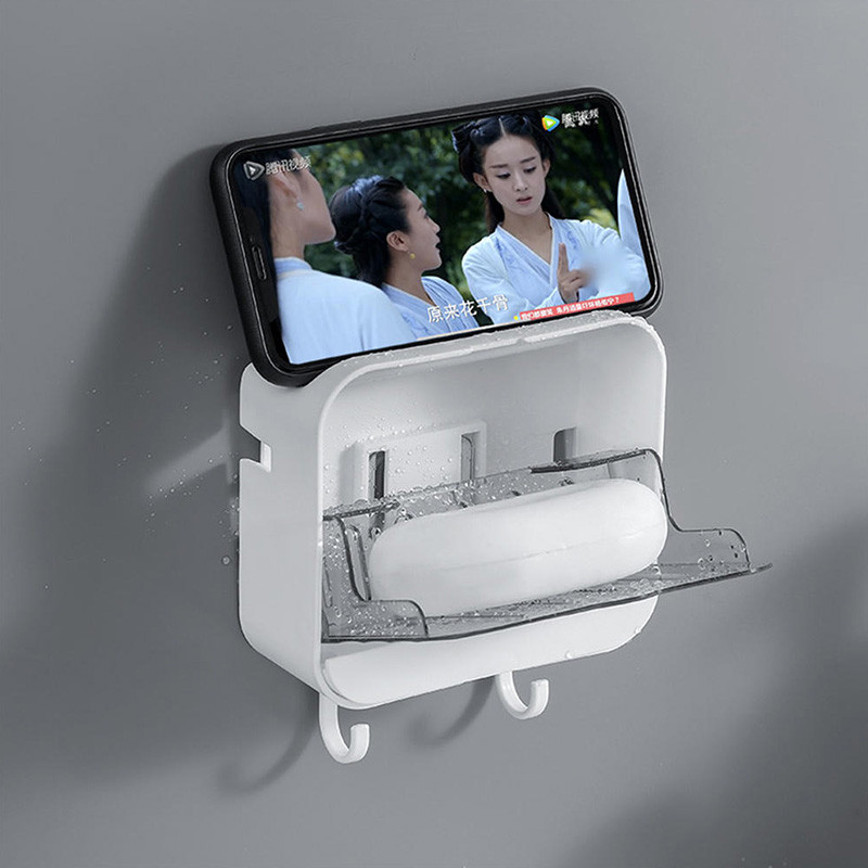 Vertikalna posuda za sapun otporna na prašinu s poklopcem i odvodom Posuda za sapun Kupaonica Bez noktiju Zidni viseći držač za sapun Kreativni stalak za sapun