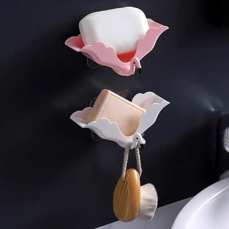 Kupaonski pribor s kukom Zidni višenamjenski stalak za pohranu Odvod Vakum posuda za sapun Flamingo posuda za sapun