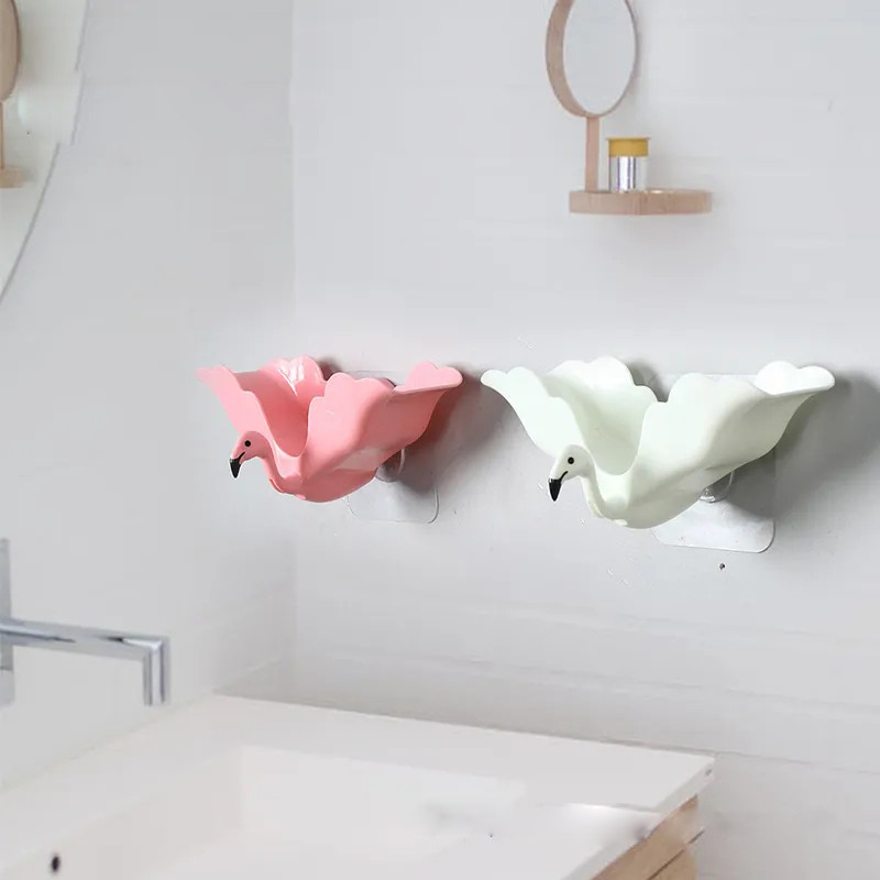Kupaonski pribor s kukom Zidni višenamjenski stalak za pohranu Odvod Vakum posuda za sapun Flamingo posuda za sapun