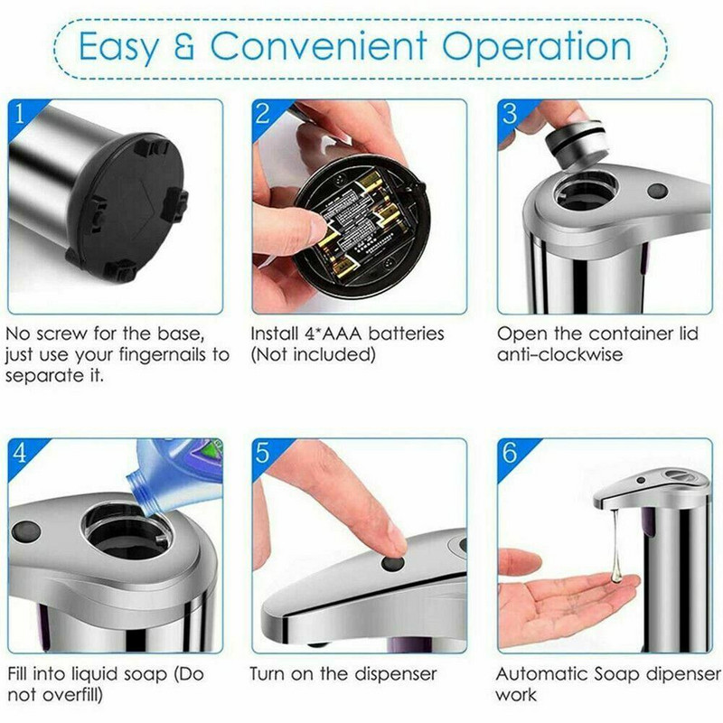 250 ml Automatski dozator sapuna Ugrađen infracrveni senzor Handsfree Bez dodira od nehrđajućeg čelika Za Kuhinja Kupaonica WC