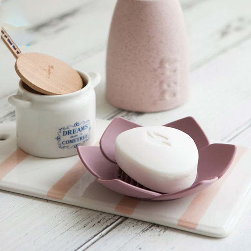 Ziepju kārba Lotus Shape Neslīdošs pārnēsājams silikons ūdens novadīšanai Vienkrāsains drenāžas ziepju trauks Vannas istabas piederumi