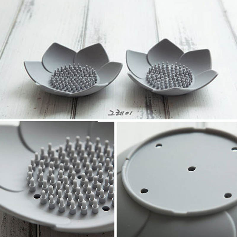 Ziepju kārba Lotus Shape Neslīdošs pārnēsājams silikons ūdens novadīšanai Vienkrāsains drenāžas ziepju trauks Vannas istabas piederumi