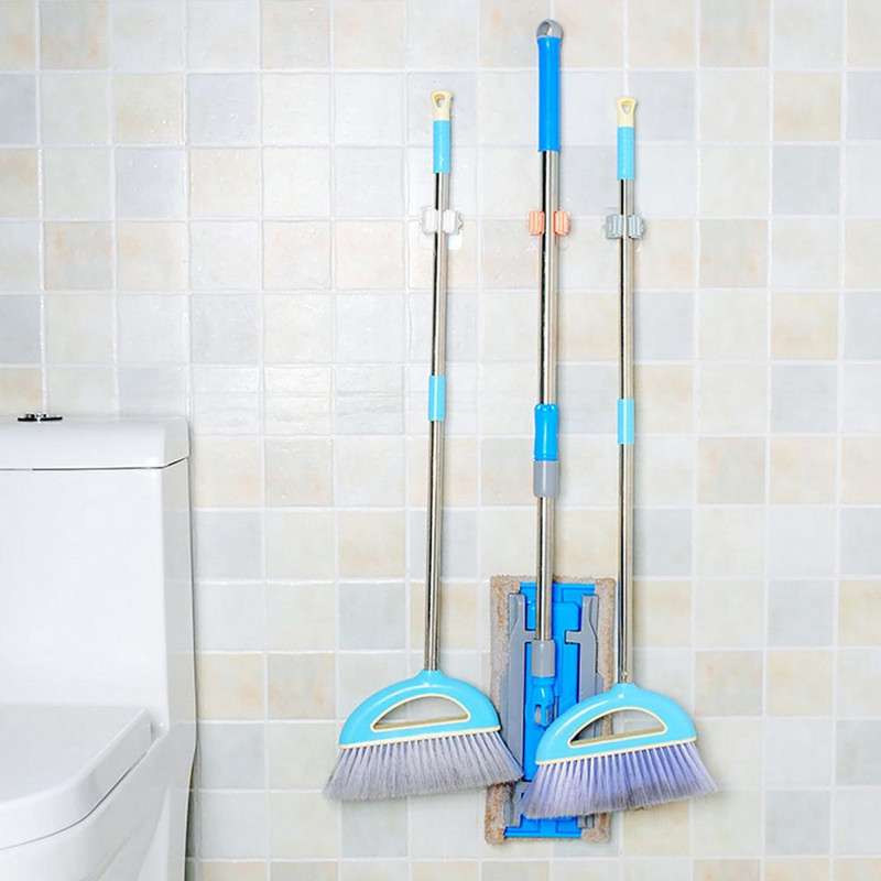 Pakaramais papildu ietilpība, plastmasas slotas mopu turētāja organizators vannas istabai