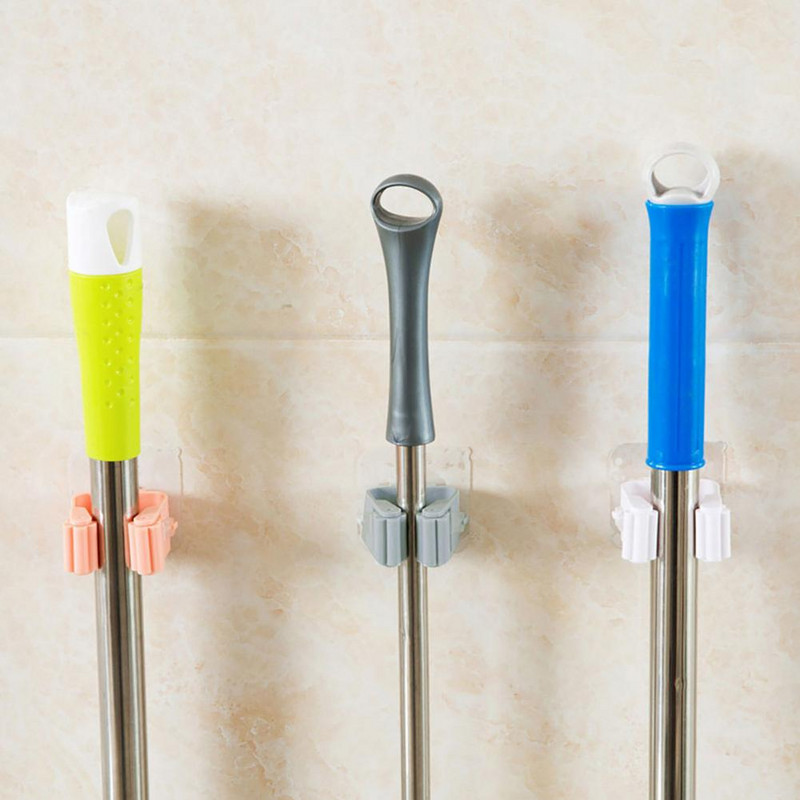 Pakaramais papildu ietilpība, plastmasas slotas mopu turētāja organizators vannas istabai
