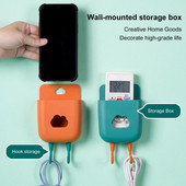 Kutija za pohranu, zidni, odvojivi držač za telefon, rupa za vješanje, plastični stalak za daljinski upravljač, organizator s dvije kuke za dom