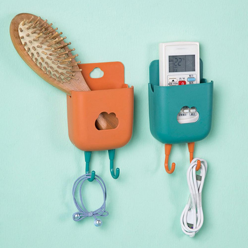 Kutija za pohranu, zidni, odvojivi držač za telefon, rupa za vješanje, plastični stalak za daljinski upravljač, organizator s dvije kuke za dom