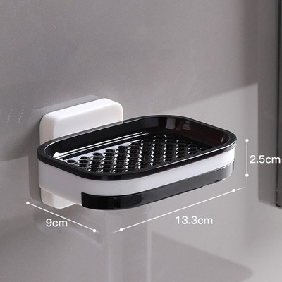 Ziepju kārba ar perforētu piesūcekni Pie sienas montējams viena un divslāņu drenāžas ziepju dozators mājsaimniecības tualetes vannas istabas ziepju plaukts