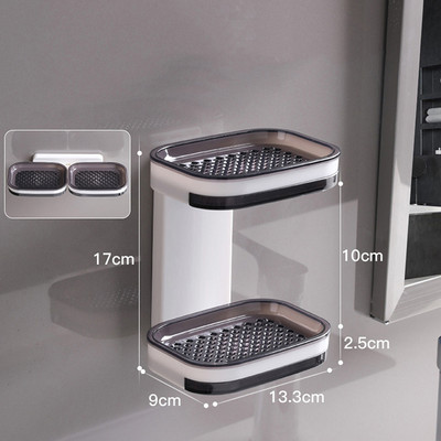 Ziepju kārba ar perforētu piesūcekni Pie sienas montējams viena un divslāņu drenāžas ziepju dozators mājsaimniecības tualetes vannas istabas ziepju plaukts