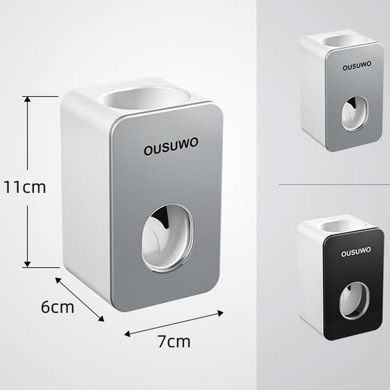 Cjedilo za pastu za zube Viseći na zid, besplatno probijanje, lijeni dozator, automatski, u 4 boje, bez bušenja