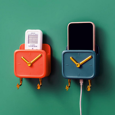 Стенен държач Органайзер за телефон Стенен дизайн на часовник с широко приложение Прекрасен многофункционален за спалня